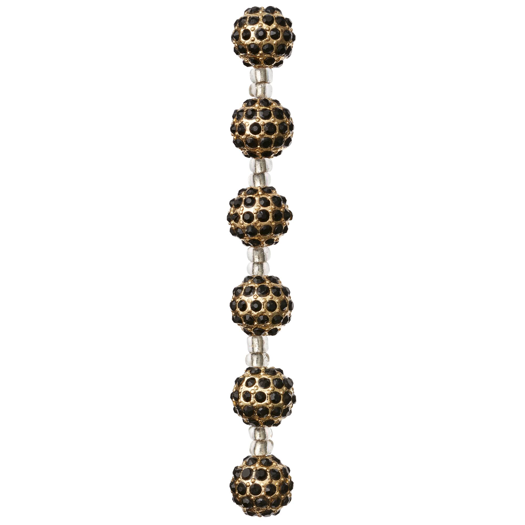 Black & Gold Metal Rhinestone Round Beads, 10mm by Bead Landing™